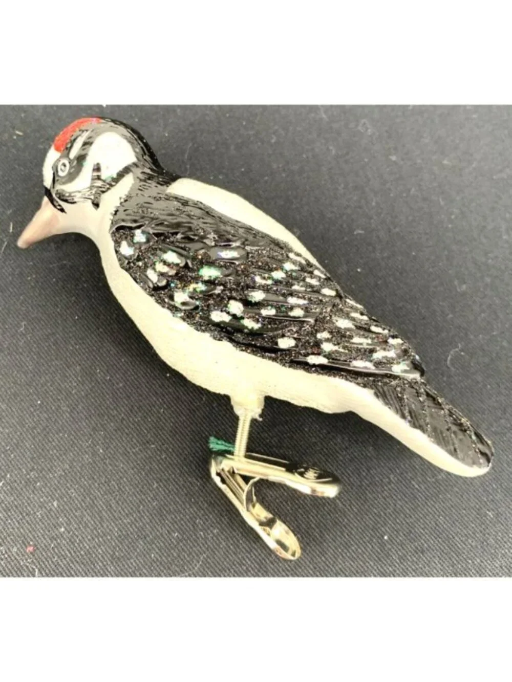 Hairy Woodpecker Old World Christmas Blown Glass Clip-On Ornament